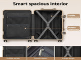 Wanderlite 20" Aluminium Frame Carry On Luggage Suitcase TSA Lock Spinner Wheels White Gold LUG-ALU-20-WHGD