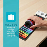 49-Key Rainbow Roll-Up Piano Silicone Waterproof Soft Keyboard, Foldable Portable, Music V1232-ZDGQ-49J-001