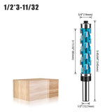 Double Bearing Spiral Flush Trim Router Bit 1/2" Shank - Solid Carbide Blade with Teflon Coating, V1107-145-50122-BLU2