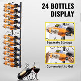 Wall Mounted Wine Rack, 12x2 Bottles Wine Holder Towel Rack, Black Steel Vertical Wine Rack, Modern V952-JJBGSBXG24PSC0001V0