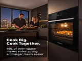 EUROCHEF 60cm 10 Function Built-In Electric Wall Oven, 80L Air Fryer Water Clean Fan Forced Pizza V219-COKOVNEC8A2A