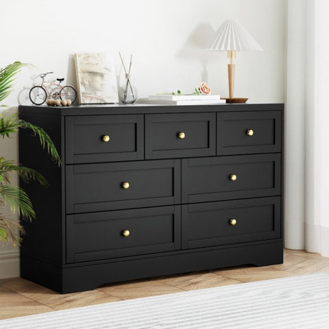 Artiss 7 Chest of Drawers Dresser Table Black FUR-U-CDR-03-BK-AB