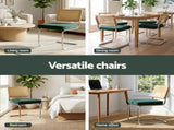 Artiss Dining Chairs Set of 2 Velvet Rattan Cantilever Green DINING-B-C01-VEL-GNX2