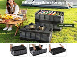 Gardeon Collapsible Outdoor Storage Box 60L Stackable Folding Camping Organizer Black OSB-60L-STR-BK