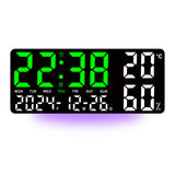 Black Background With Green and White Light Sleek Large LED Digital Wall & Desk Clock - Remote V888-ELOSUNG27420