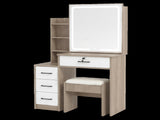 Levede Dressing Table Vanity Stool Set Sliding LED Mirror Makeup Storage Shelves Natural VM1035-NT-AU