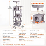 Cat Tree 160 cm Cat Tower with 2 Cat Condos Scratching Post Light Grey V952-DXSMS7C2FQH0PX1IIV0