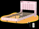 Levede Single Floating Bed Frame LED Headboard USB Pink BF1062-S