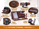 Wooden Desk Organizer for Men Multi-Function Phone Stand, Watch & Glasses Holder, Key & Wallet V1107-CS-MZSJZJ