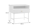 Sarantino Cecil Slender Fluted Bedside Table - White TBL-18F-4YQ-WH