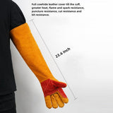 Long Sleeves Leather Welding Gloves Heat and Wear Hand Protectors Fire Boot Tools Gifts,Barbecue V1366-AZ2-W-24070