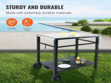Outdoor Grill Dining Cart with Double-Shelf, 85*55cm BBQ Movable Food Prep Table, Multifunctional V952-JSHWBCTC85551FX8BV0