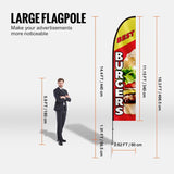 Burger Restaurant Advertising Feather Flag Kit Swooper Flag Poles 16.3 FT V952-QGYMQGQWABURIT7ZBV0