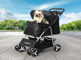 PaWz 4 Wheels Pet Stroller Dog Cat Cage Black ST1002-BK_NZ