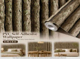 Self Adhesive Vintage Wall Covering 0.45x6M, Whole Log Wood Grain, Rustic Shop Backdrop V1221-XM-LB1759-GM62