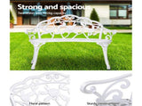 Gardeon Outdoor Garden Bench Seat 100cm Cast Aluminium Outdoor Patio Chair Vintage White GB-CALU-XG1002-WH