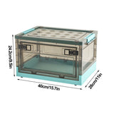 Foldable Storage Box, Clear Plastic Storage Container with Front Opening and Wheels, Large Capacity V1192-AZ-W-30100