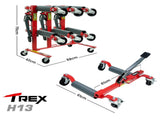 T-Rex 2360kg Set of 4 Vehicle Positioning Jacks with Rack Stand, Mechanical Ratcheting Foot Pedal V219-VHWVPRTR3R4-4SR