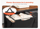 3 Section Laundry Sorter, Large Laundry Hamper with Metal Frame and Wooden Tabletop, Freestanding V952-XYLEKJSMCLS1B584D001V0