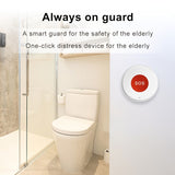 elderly emergency button, SOS medical alarm, wireless emergency system, remote notification, V1102-144-13252-WHT-2PCS