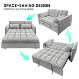 Sarantino Quincy 2-Seater Velvet Sofa Bed in Light Grey with Wooden Frame & Tufted Design SOFA-7006-VEL-LGY