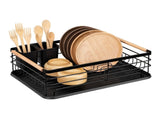 Dish Drainer Rack - Plate, Silverware Drying Rack for Kitchen with Beechwood Handles - Modern Retro V1192-AZ-W-16531