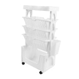 Movable Book Rack Large Capacity 5 Layer Thickened Rollers Multifunctional Movable Bookshelf for V1294-YM0901-3116230009811