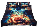 3pcs/set Special Owl Pattern Moon Milky Way Duvet Cover Pillow Cases Bedding Set V1294-YM0901-JY28752-01