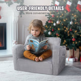 Baby Chair Foldable 2-in-1 Comfy Baby Lounger Couch Kids Sofa Grey V952-ETSF6354652INYQ5DV0