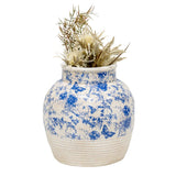 Glazed Blue Stoneware Look Vase 33cm V637-88755VSE