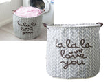Laundry Basket Cotton Linen Foldable Round Dirty Clothes Storage Bag Folding Laundry Hamper for Home V1294-YM0512-3117220250012