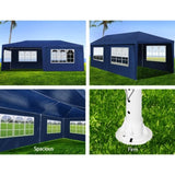 Instahut Gazebo 3x6m Marquee Wedding Party Tent Outdoor Camping Side Wall Canopy 6 Panel Blue GAZEBO-WED-C-FG-3X6-6W-BL