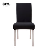 6Pcs Elegant Simple Style Polyester Elastic Chair Cover Furniture Accessories for Home HotelBlack V1294-YM0901-3117200001011