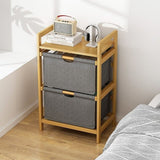 Bamboo Shelf with Storage Hamper - Wooden Bamboo Removable Bags V63-838241