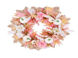Autumn Simulation Wreath White and Pink Pumpkin Wreath Decor for Display Window Decoration V1294-YM0901-240518HL01-1