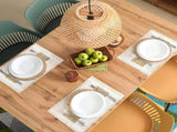 100 Pcs Boho Disposable Paper Placemats Set Round Braided Rattan Woven Place and Rectangle Burlap V1259-DP01-A-5635