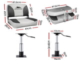 Seamanship 2X Folding Boat Seats with 2X Adjustable Pedestals 3446cm Marine Swivel Low Back 13cm BS-86202-GC-40-3446X2