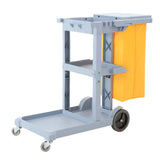SOGA 3 Tier Multifunction Janitor Cleaning Waste Cart Trolley and Waterproof Bag with Lid FOODCART033GGRAY