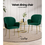 Artiss Dining Chairs Set of 2 Velvet Armchair Green UPHO-C-DIN-5220-VEL-GRX2