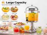 5-Star Chef 8L Beverage Juice Dispenser Tap Ice Tube Single Drip Tray JD-8L-SS