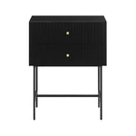 Sarantino Arden Fluted 2-Drawer Bedside Table Night Stand - Black TBL-17F-2TZ-BK