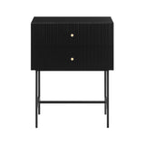 Sarantino Arden Fluted 2-Drawer Bedside Table Night Stand - Black TBL-17F-2TZ-BK