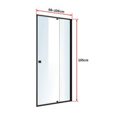 Adjustable Semi Frameless Shower Screen x 195cm Australian Safety Glass V63-824501