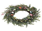 18 Inch Artificial Easter Wreath with Pastel Eggs Colorful Berries Easter Egg Wreath for Front Door V1294-YM0901-3115250001311