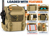 40L Khaki Fishing Tackle Backpack - Large Fishing Gear Storage Bag with Tackle Boxes Storage, Rod V888-ELOSUNG55760