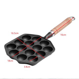 Cast Iron Takoyaki Pan Takoyaki Grill Pan, Octopus Meat Mold Maker Cast Iron 14 Holes for Home V1369-AZ3-W-16005