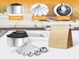 16Pc Magnetic Stainless Steel Measuring Cups & Spoons Set, 7 Heavy Duty Cups,8 Double Sided Spoons V1189-LWWAL-20260325-00628