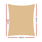 Instahut Shade Sail 6x7m Rectangle 280GSM 98% Sand Shade Cloth SAIL-H-6X7-C-SA