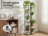 Artiss 8 Tiers Plant Stand Metal Flower Pots Shelf Indoor Outdoor Garden Home PS-8T-WOOD-DW