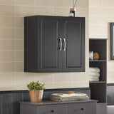 Wall Storage Cabinet Double Doors, Black V178-65683